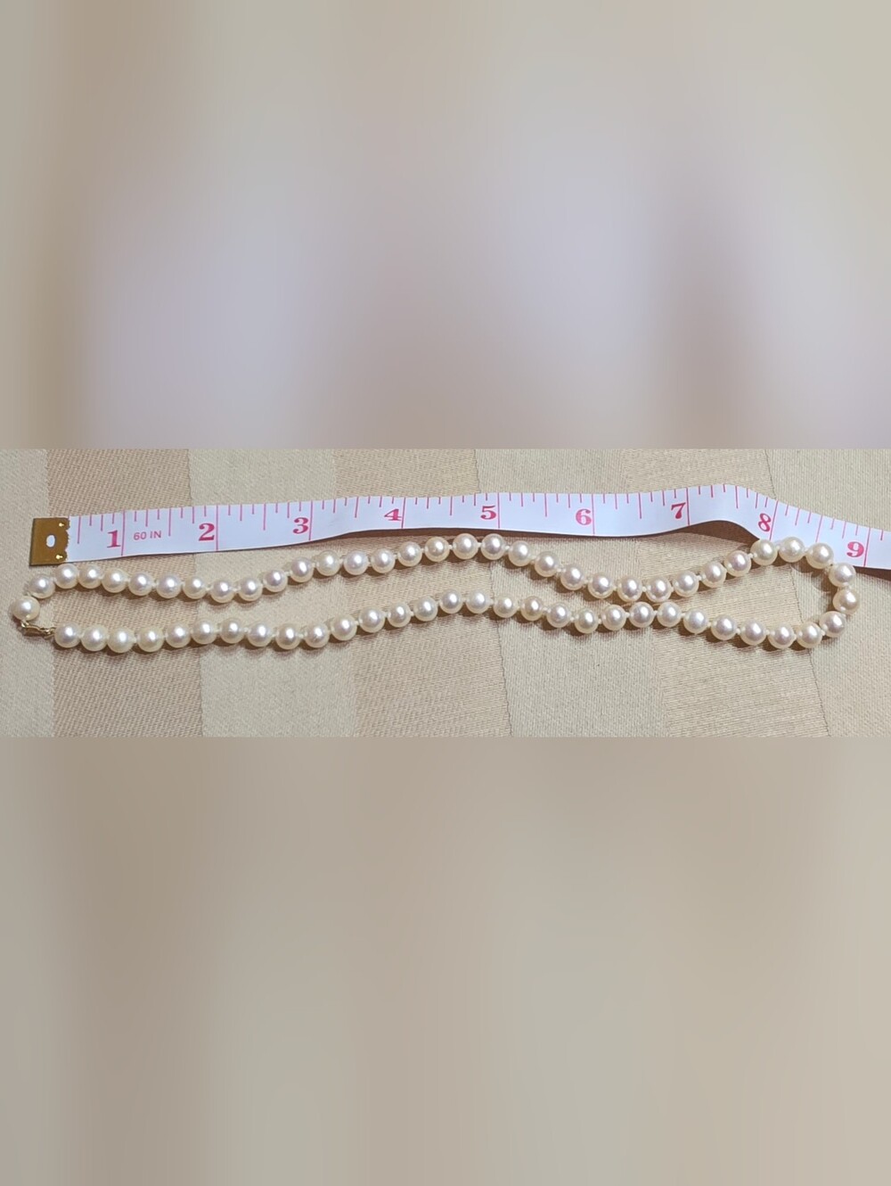 14K SALTWATER CULTURED PEARLS 18 INCHES BEAUTIFUL LUSTER 6.3 MM - Picture 4 of 6